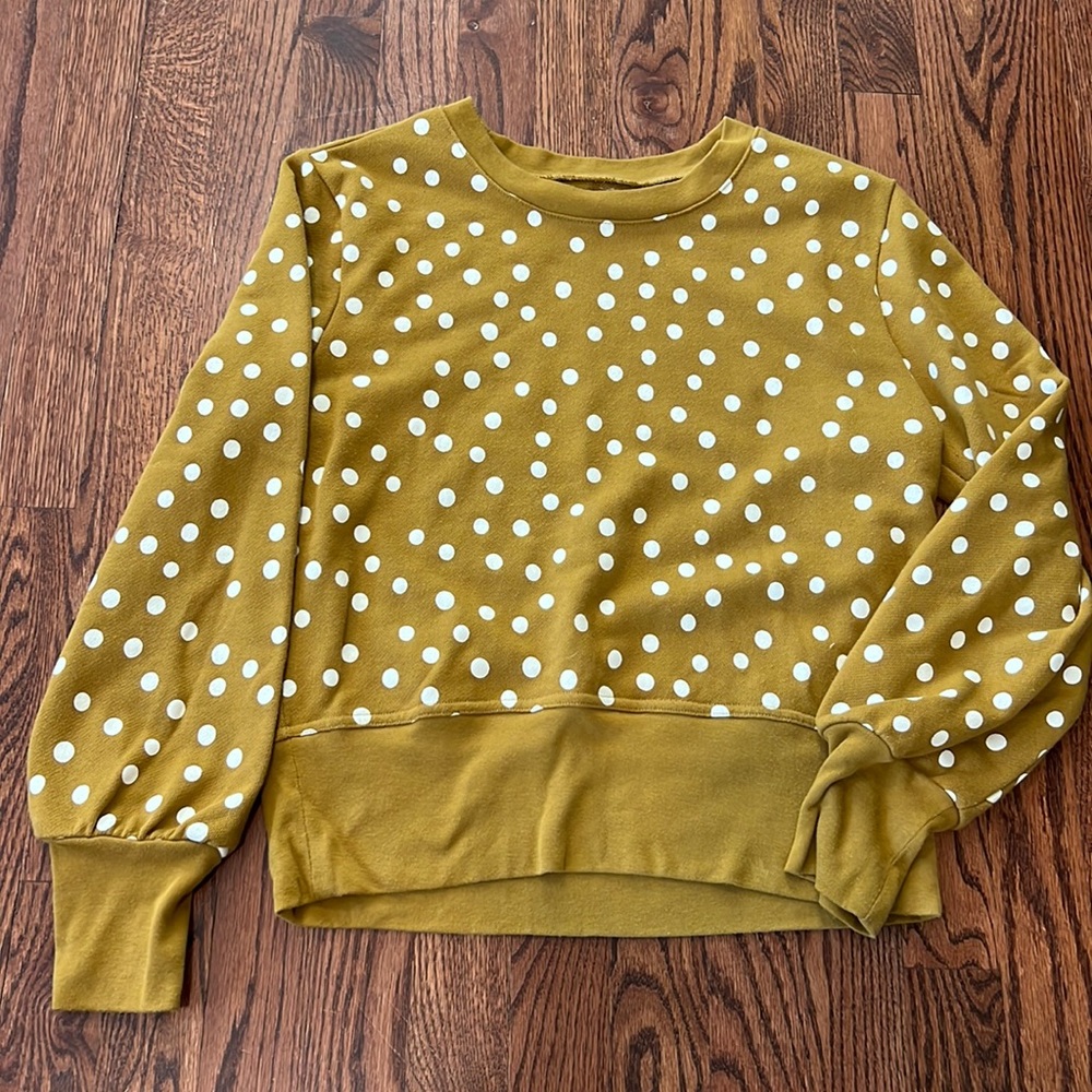 Madewell Mustard yellow and Polka dot long sleeve shirt